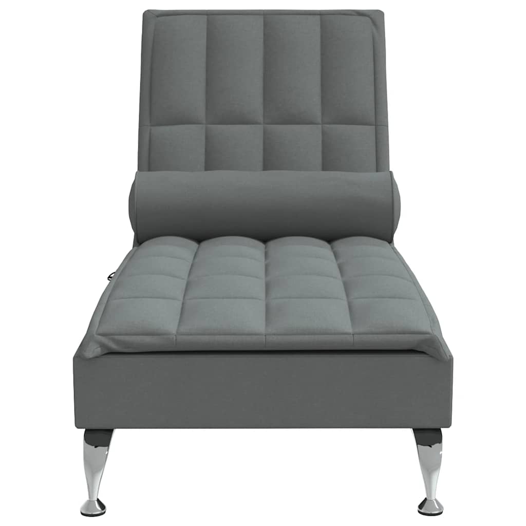 Massage lounger with support, dark grey, textile