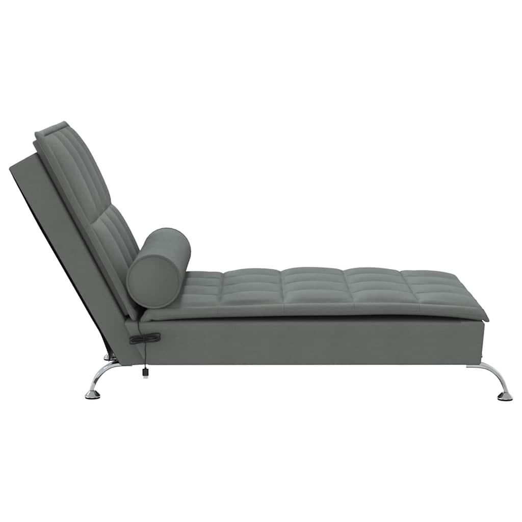 Massage lounger with support, dark grey, textile