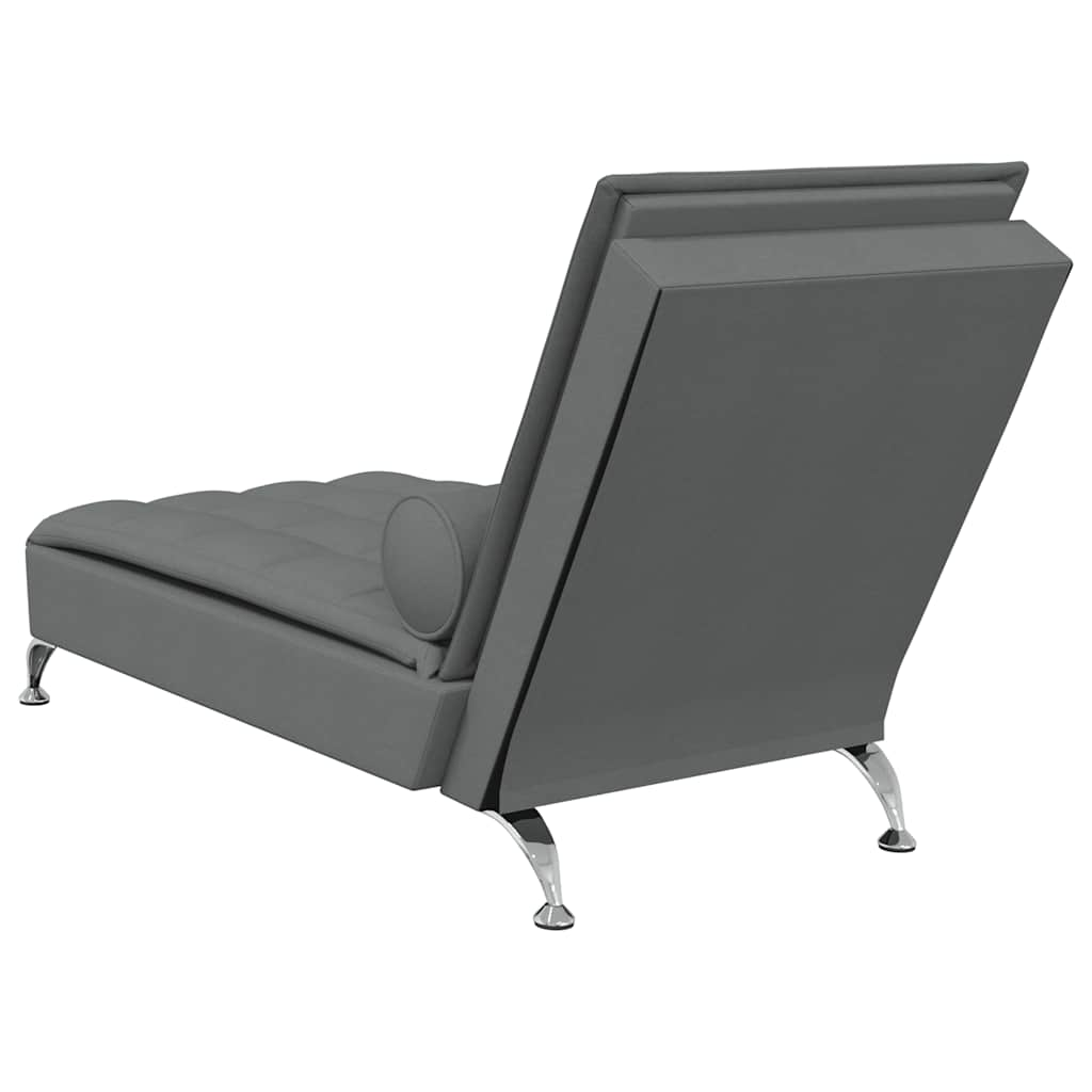 Massage lounger with support, dark grey, textile