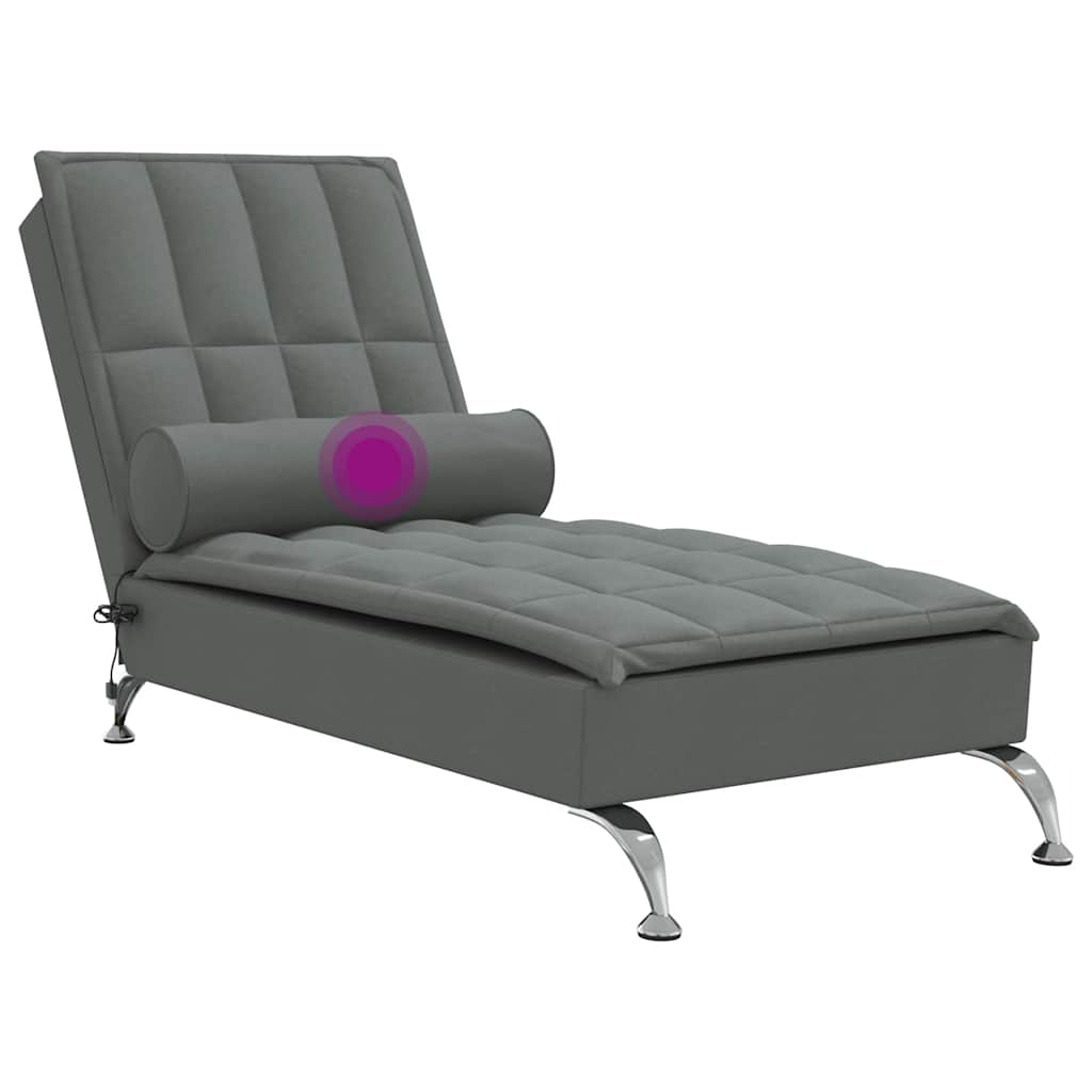 Massage lounger with support, dark grey, textile