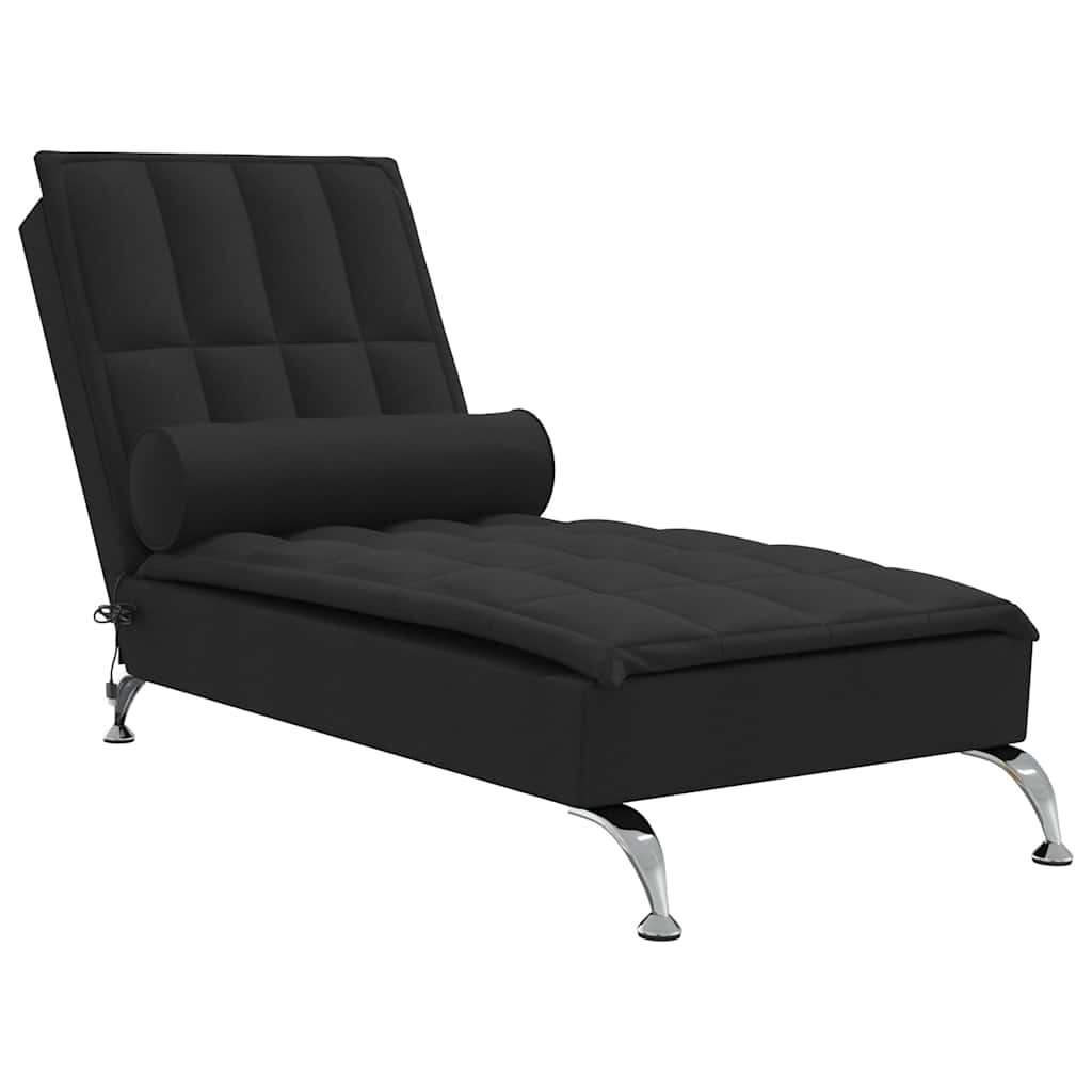 Massage lounger with support, black, textile