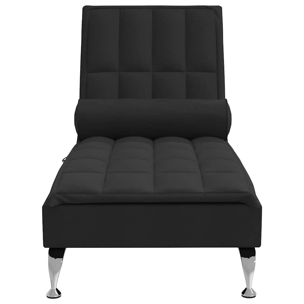 Massage lounger with support, black, textile