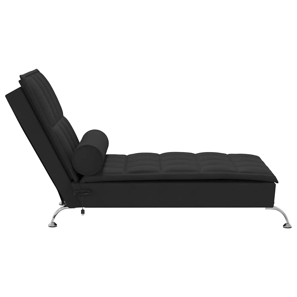 Massage lounger with support, black, textile