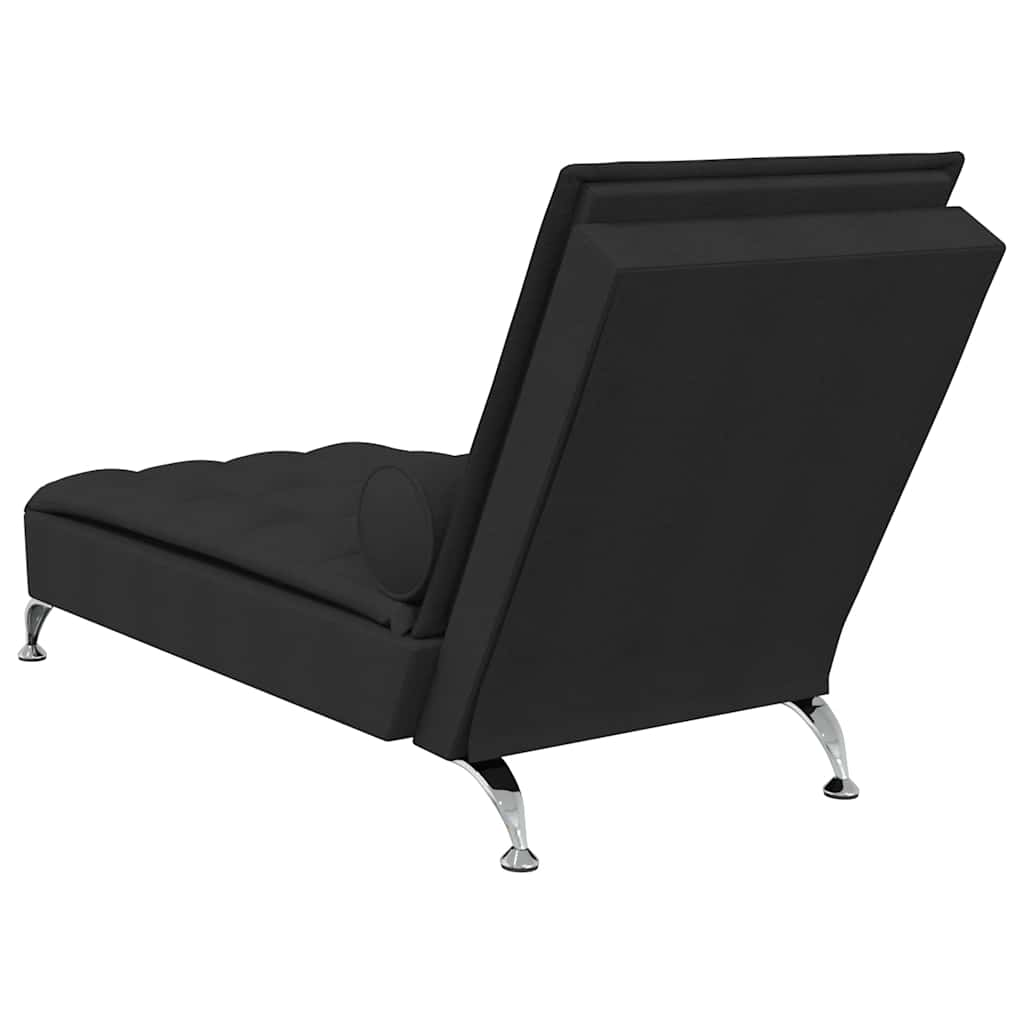 Massage lounger with support, black, textile