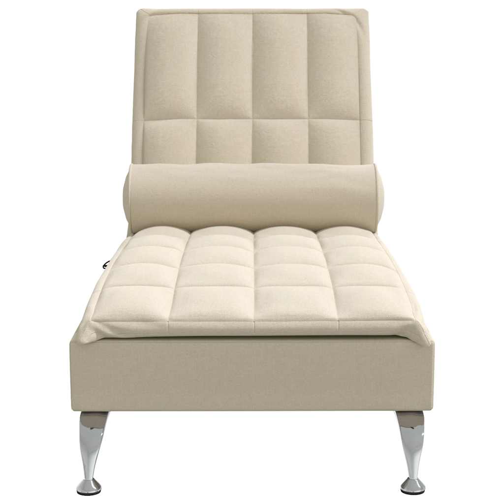 Massage lounger with support, cream, textile