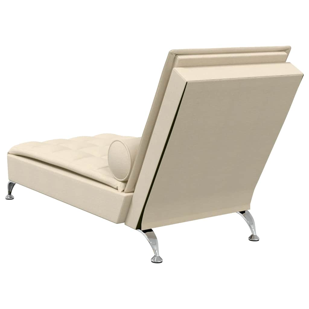 Massage lounger with support, cream, textile