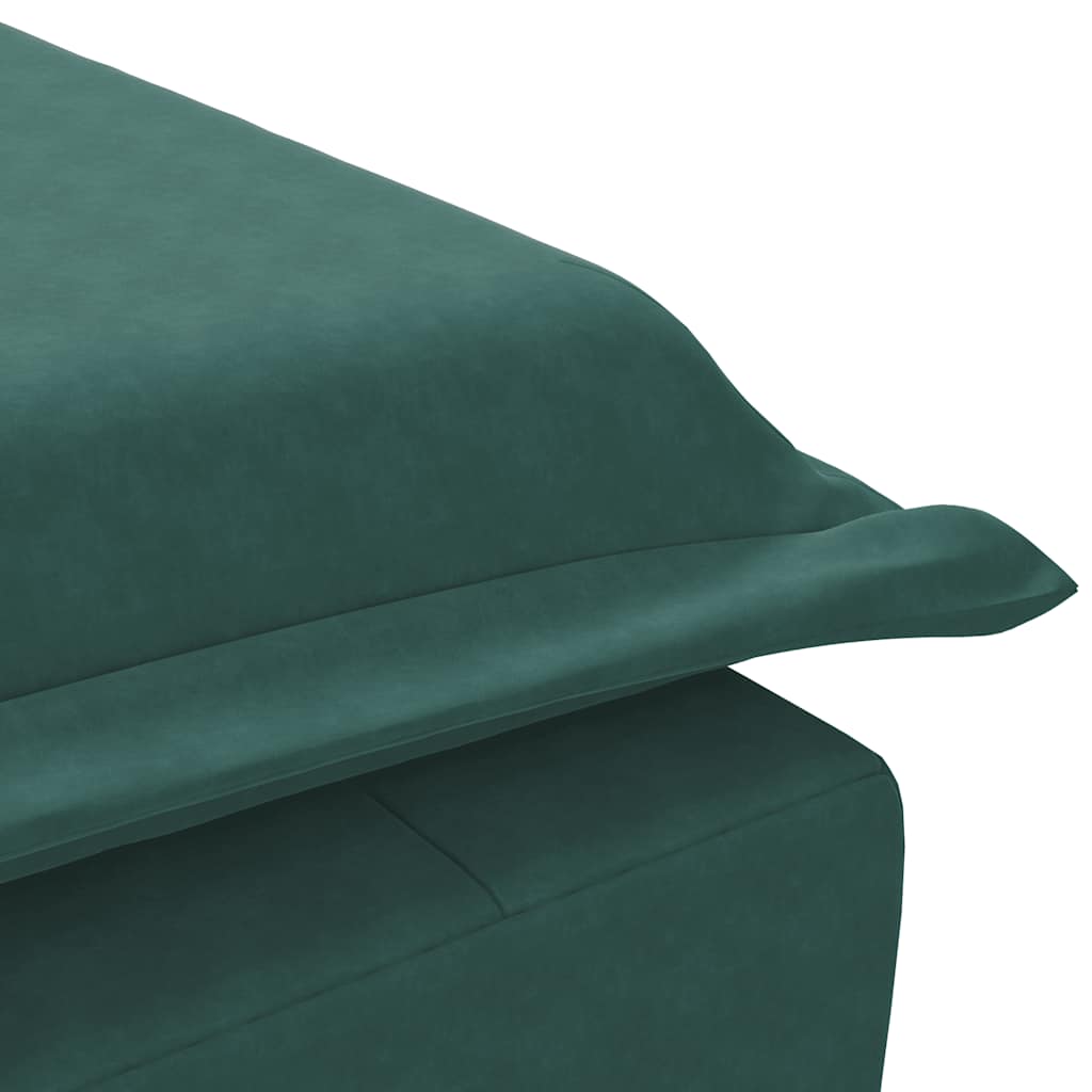 Massage lounger with support, dark green, velvet