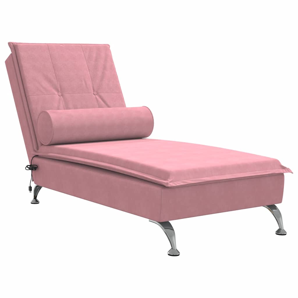 Massage lounger with support, pink, velvet