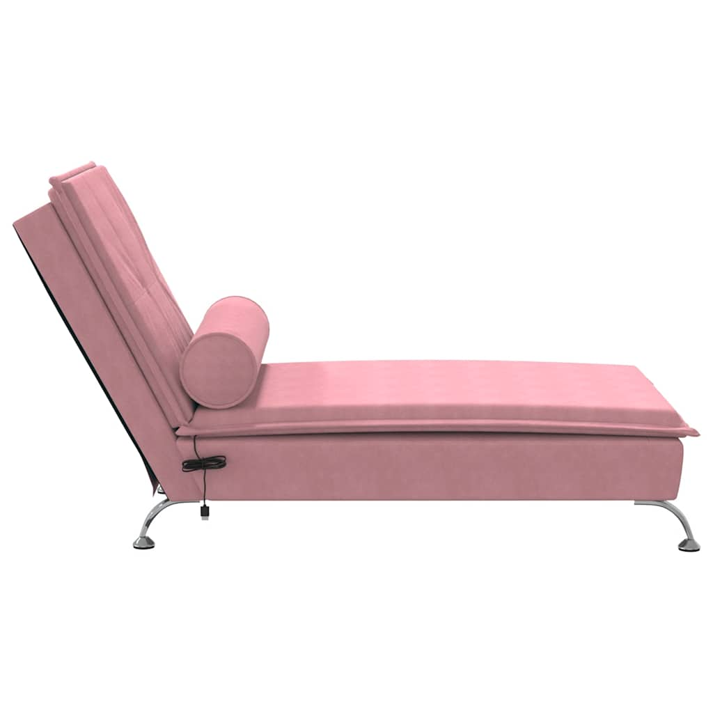 Massage lounger with support, pink, velvet