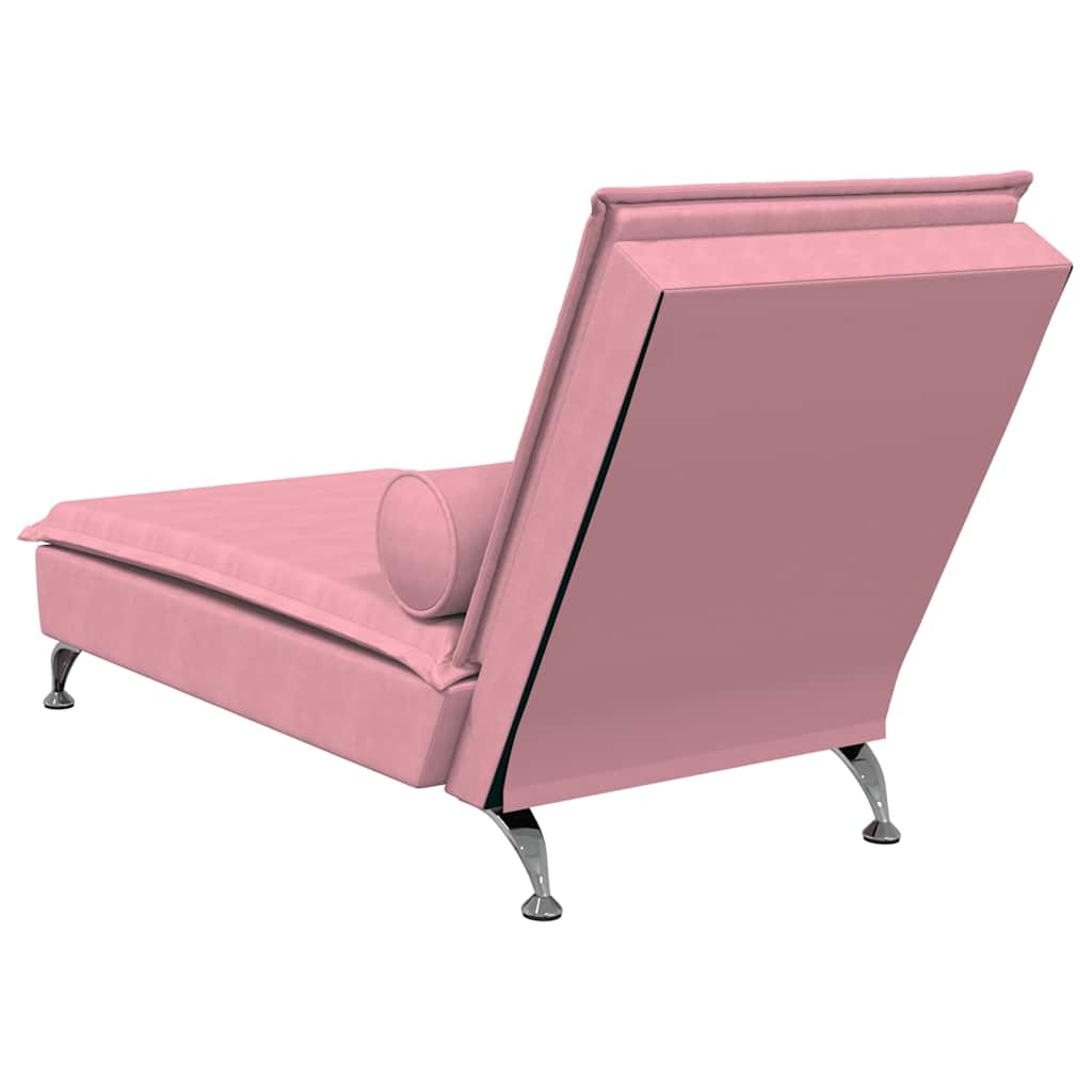 Massage lounger with support, pink, velvet