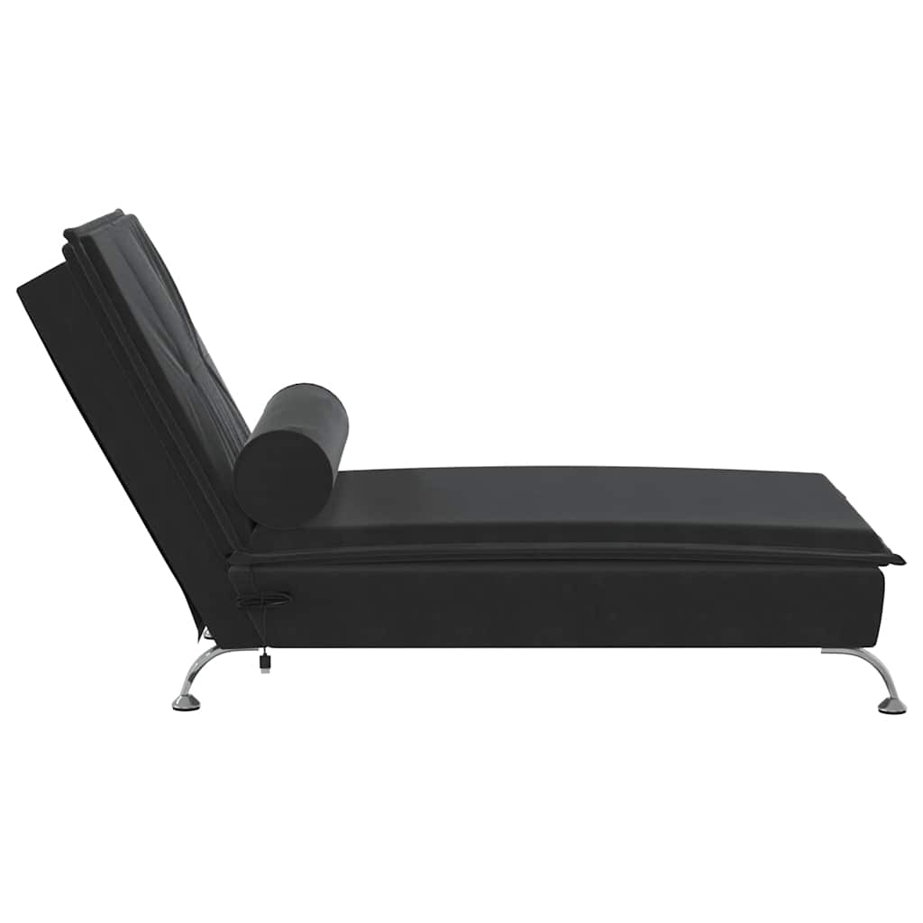 Massage lounger with support stand, black, velvet