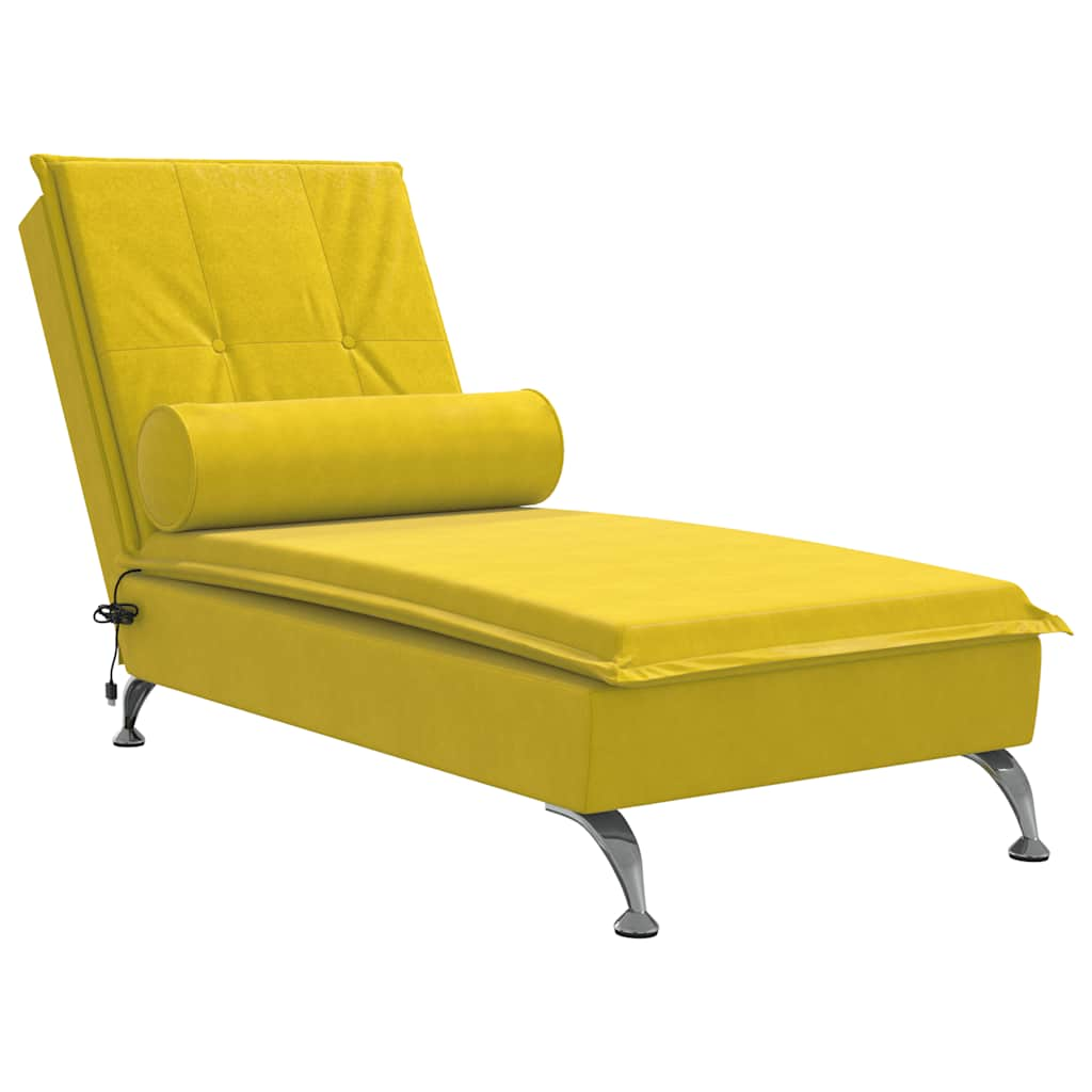 Massage lounger with support, yellow, velvet