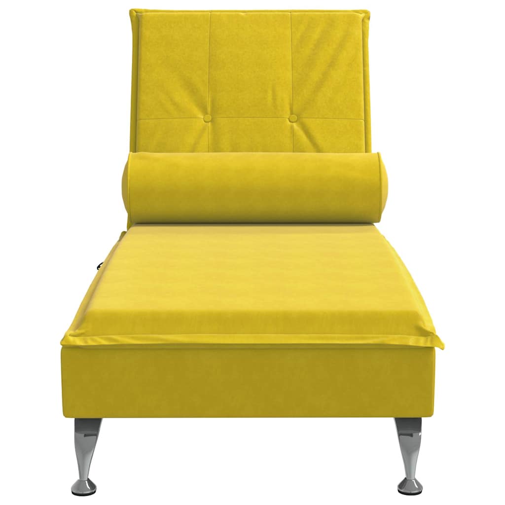 Massage lounger with support, yellow, velvet