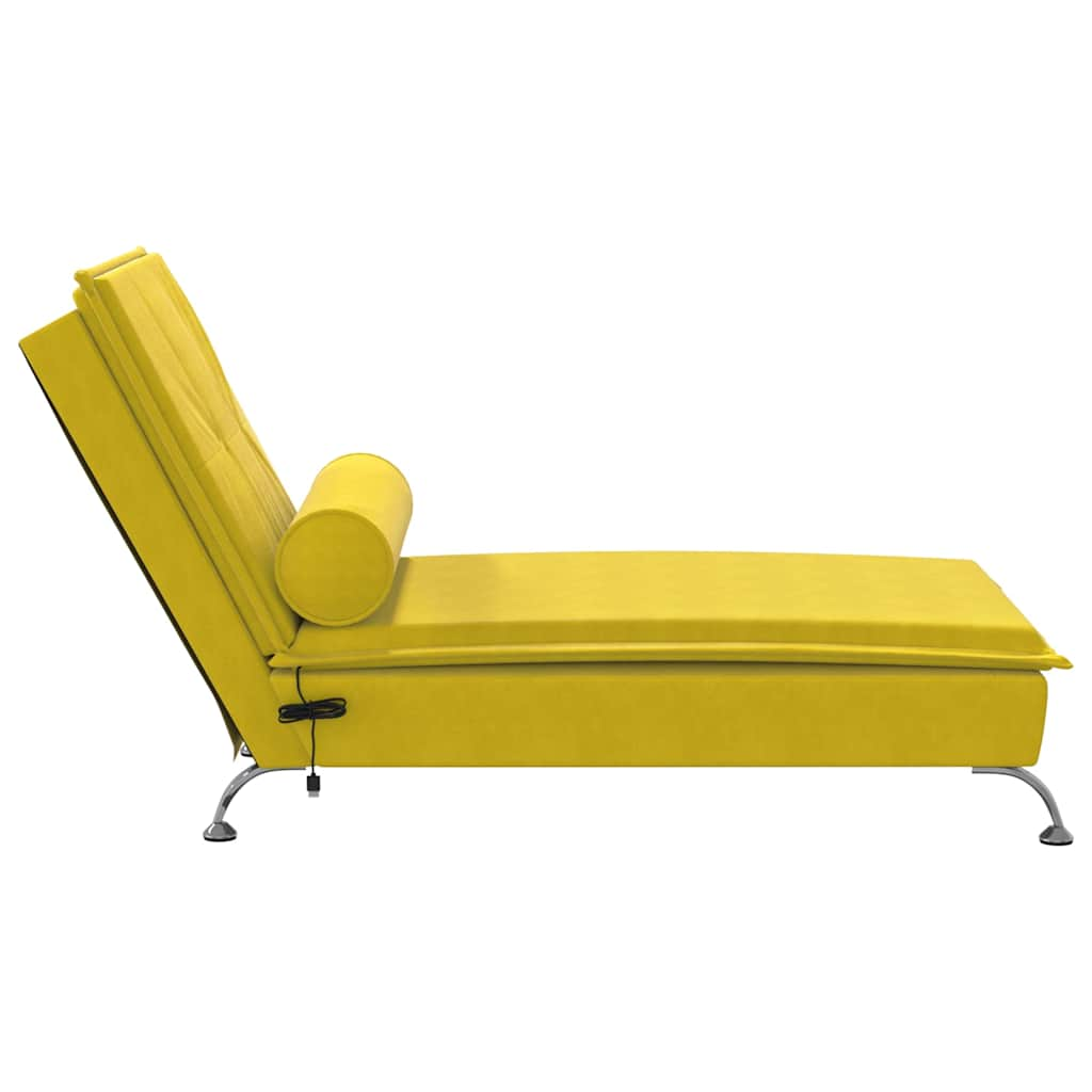 Massage lounger with support, yellow, velvet