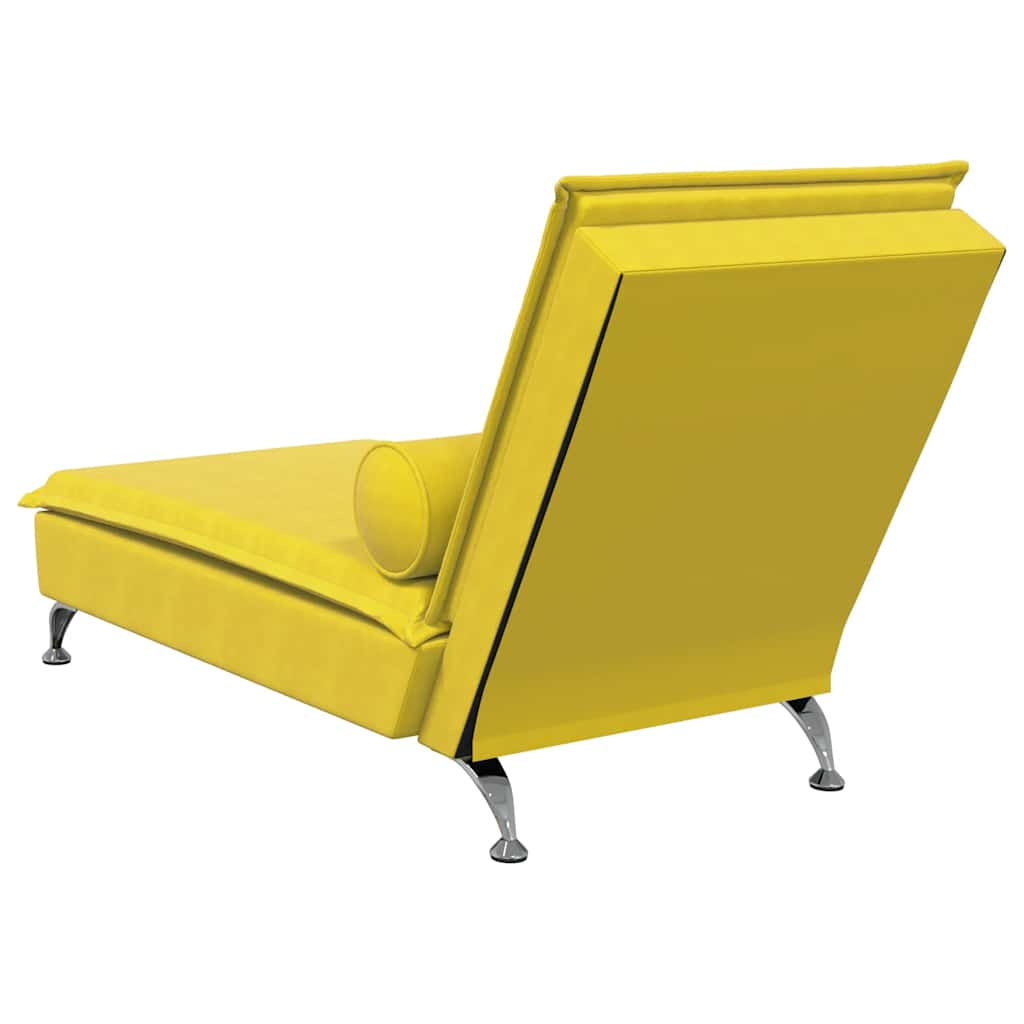 Massage lounger with support, yellow, velvet