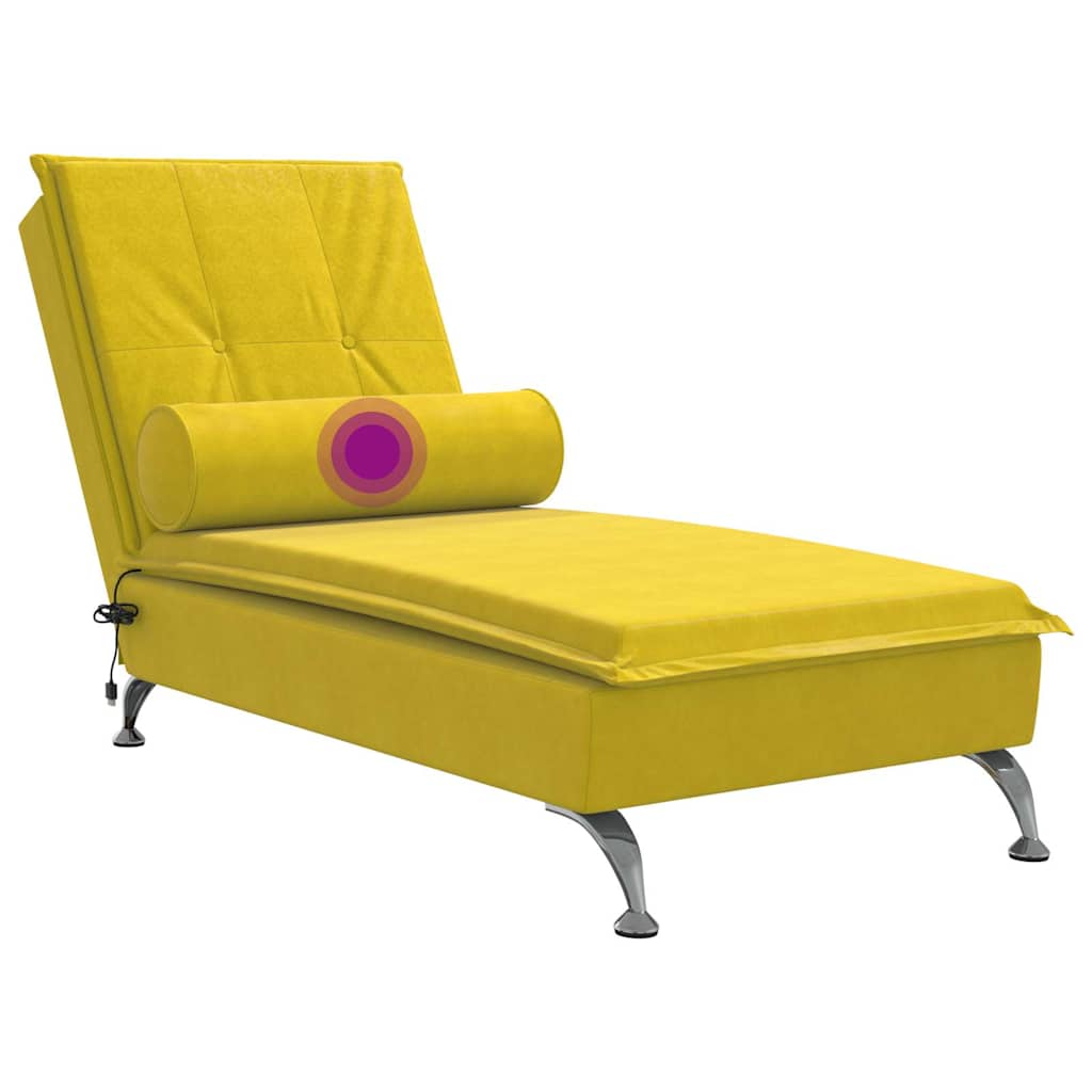 Massage lounger with support, yellow, velvet