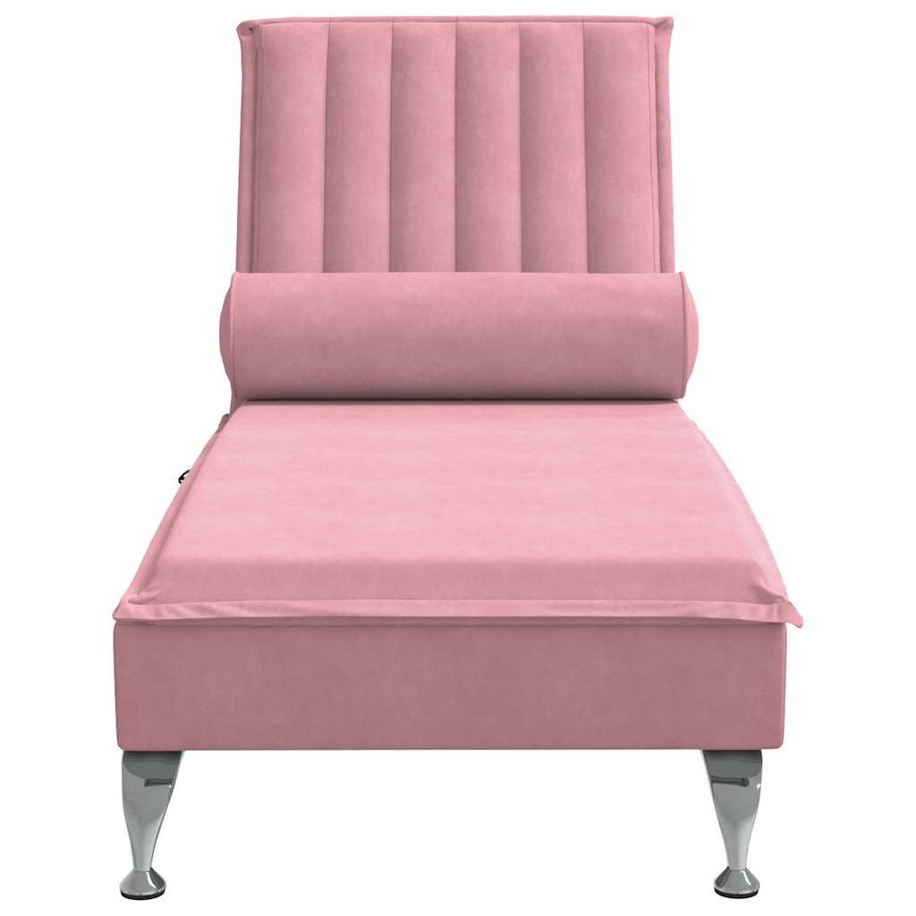 Massage lounger with support, pink, velvet