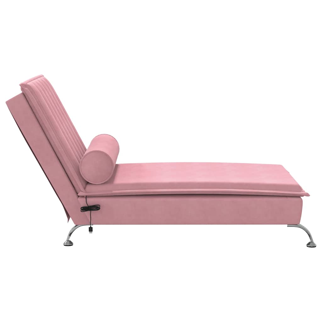 Massage lounger with support, pink, velvet