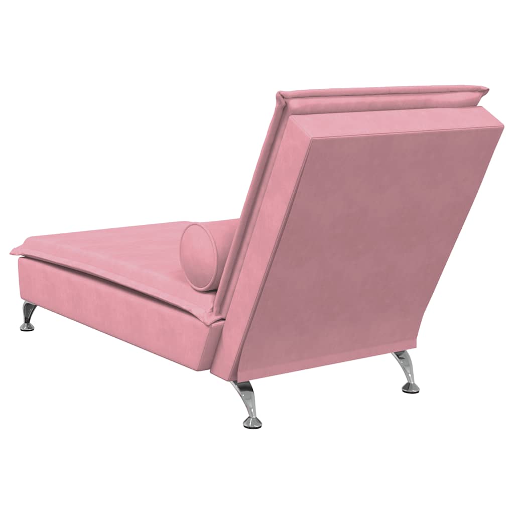 Massage lounger with support, pink, velvet