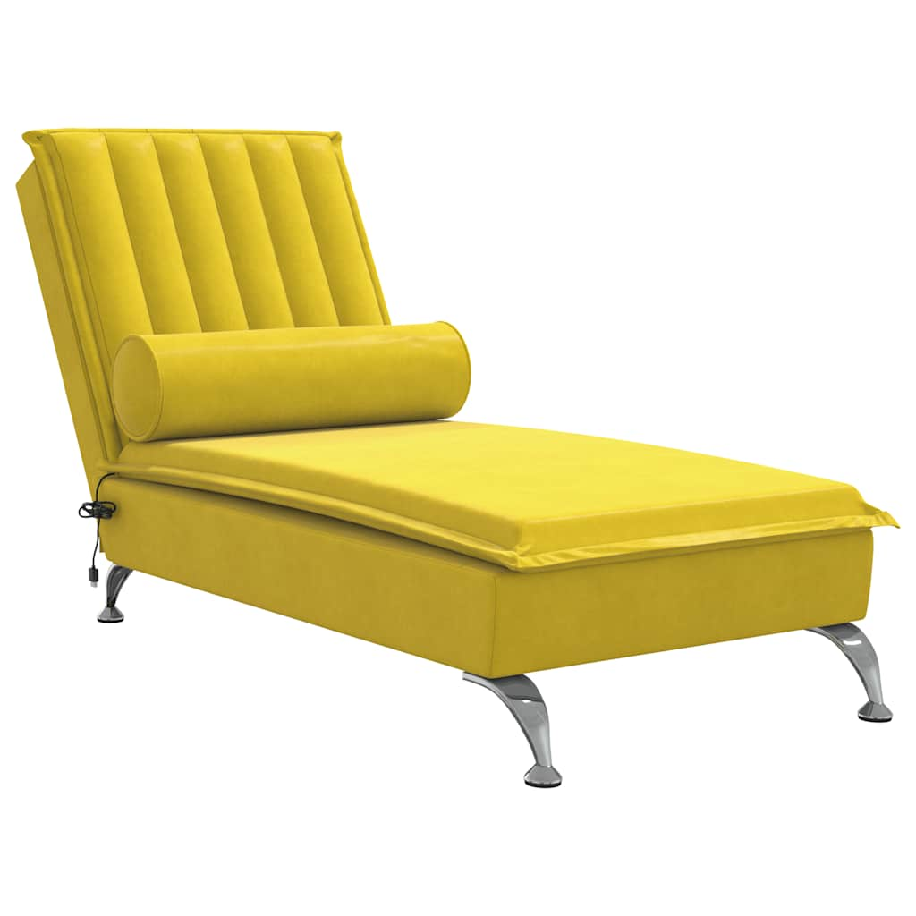 Massage lounger with support, yellow, velvet