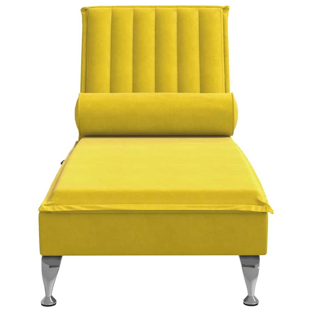 Massage lounger with support, yellow, velvet