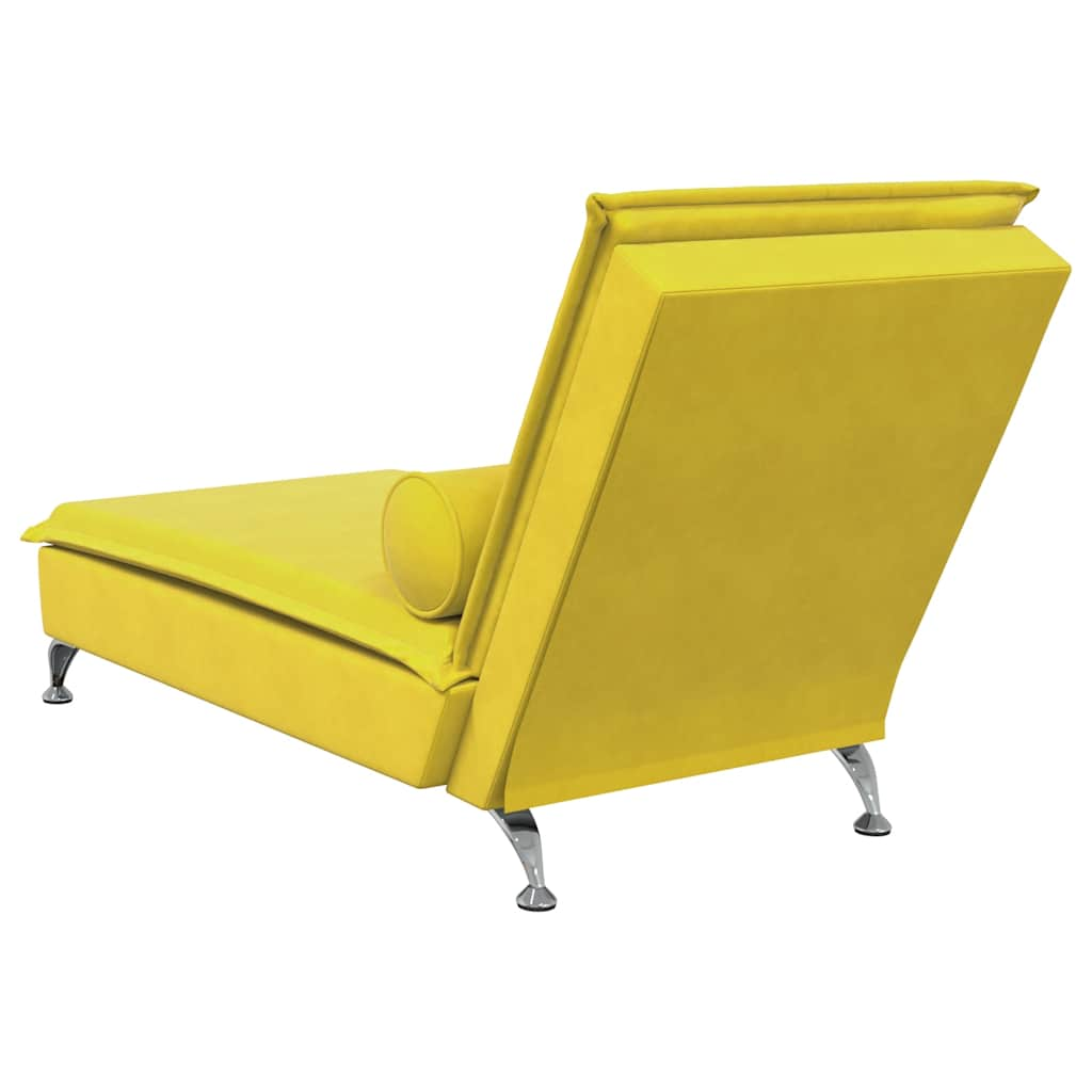 Massage lounger with support, yellow, velvet