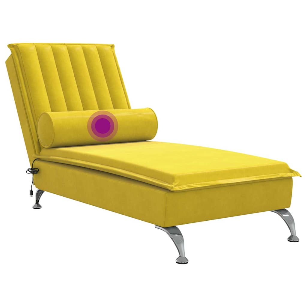 Massage lounger with support, yellow, velvet