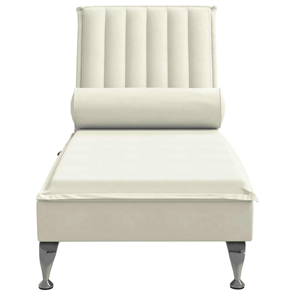 Massage lounger with support, cream, velvet