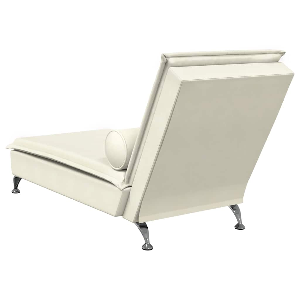 Massage lounger with support, cream, velvet