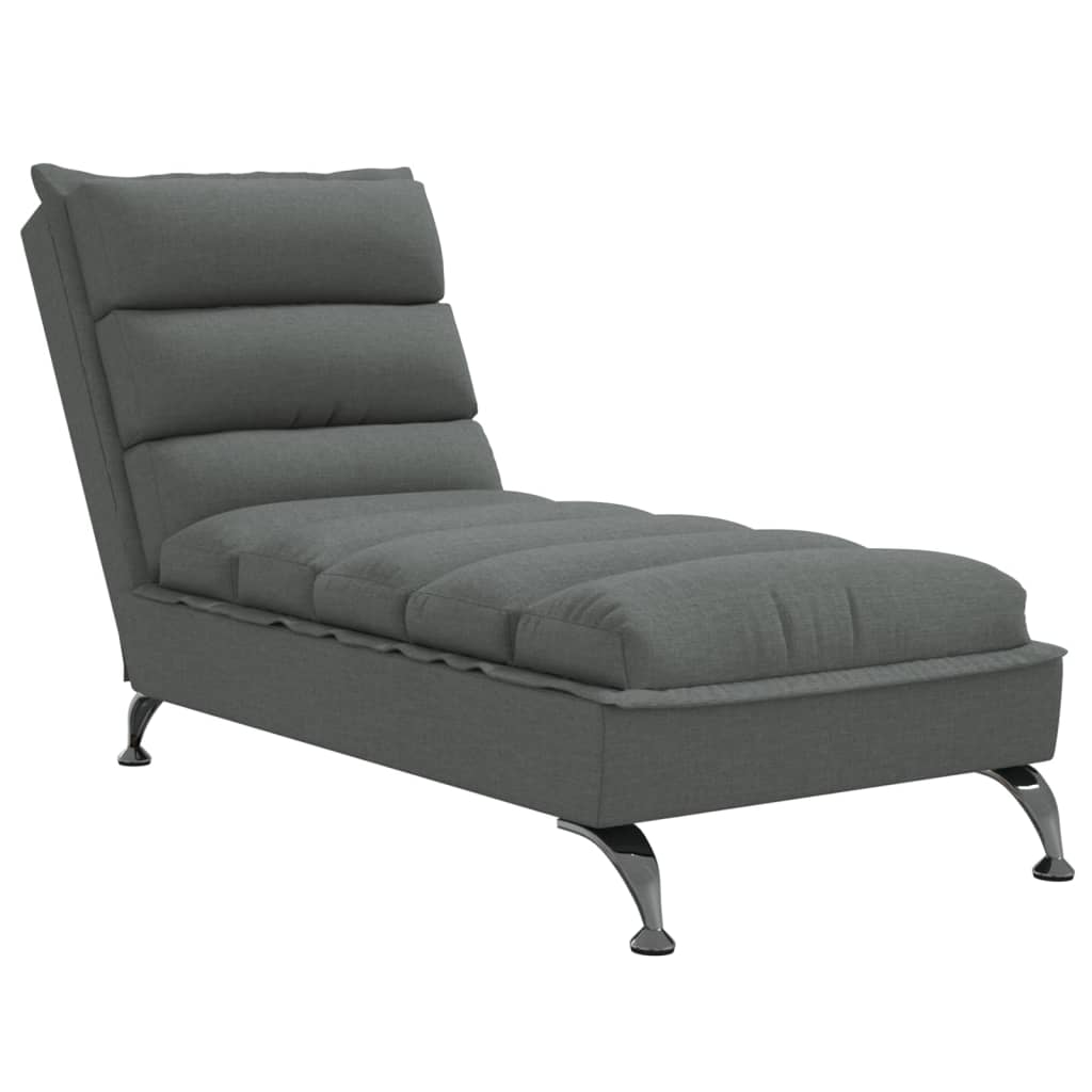 Chaise longue with cushions, dark grey, textile