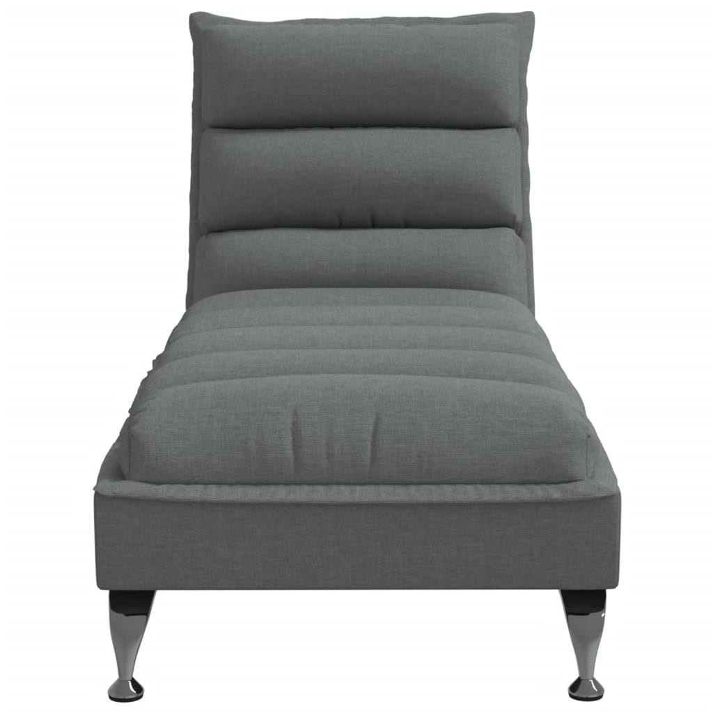 Chaise longue with cushions, dark grey, textile