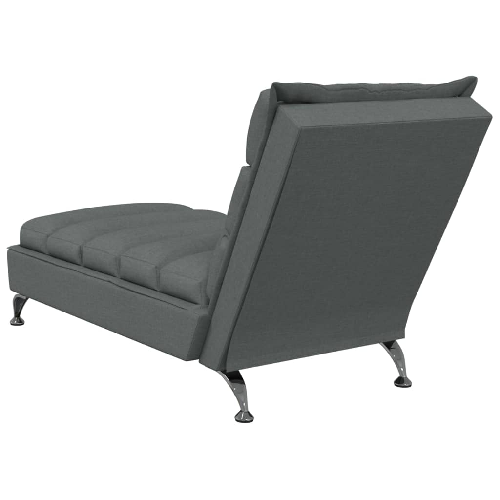 Chaise longue with cushions, dark grey, textile