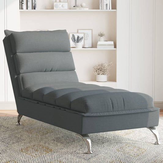 Chaise longue with cushions, dark grey, textile