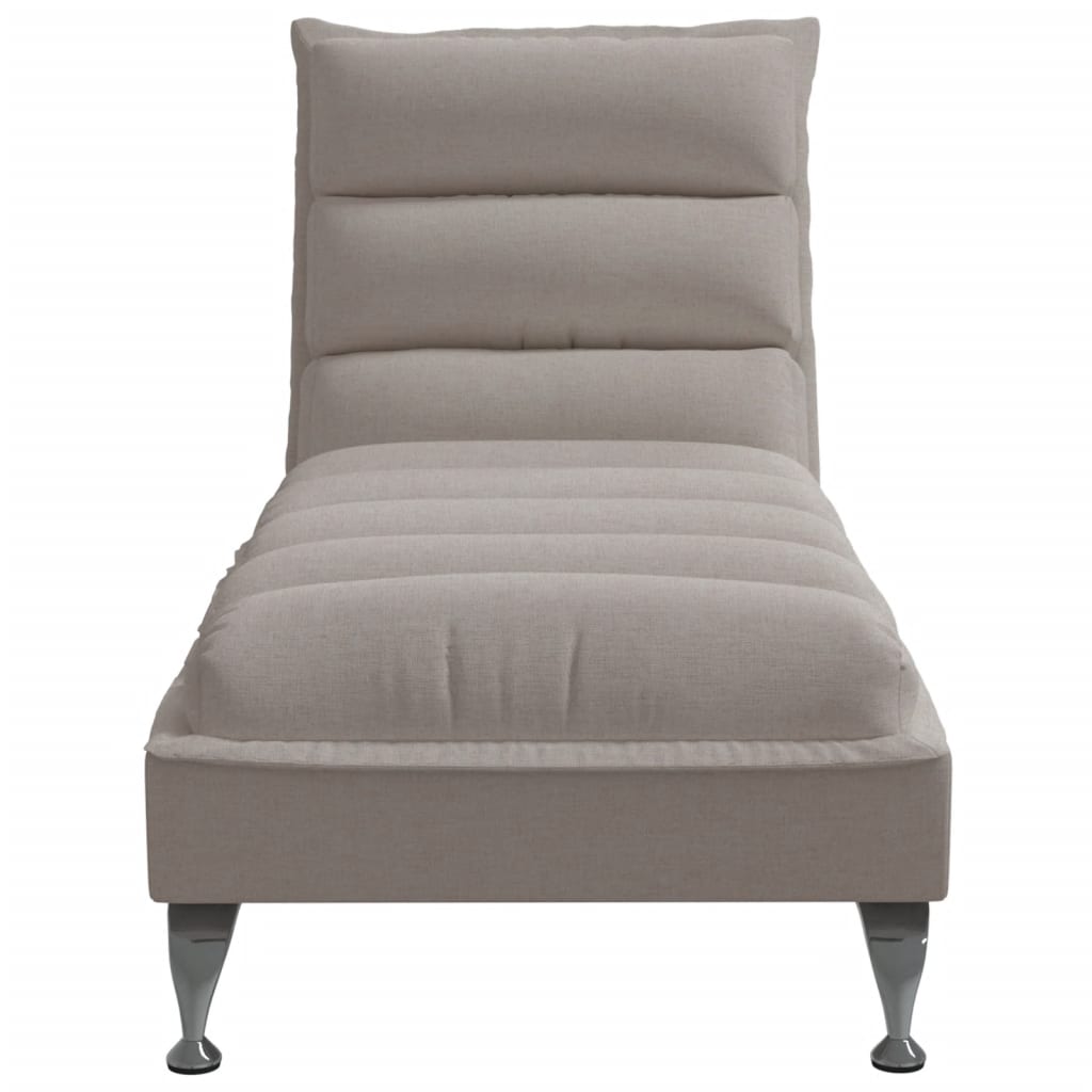 Chaise longue with cushions, taupe grey, textile