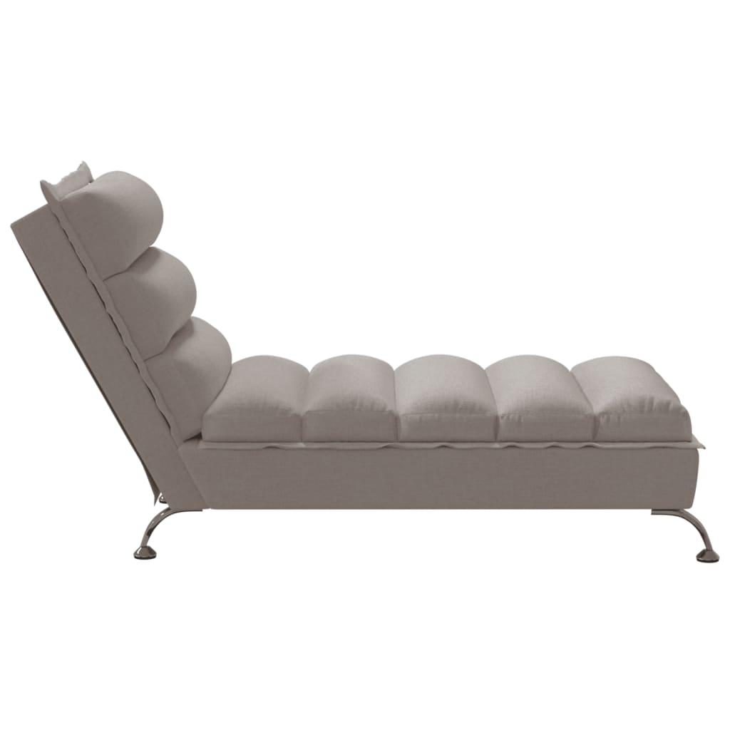 Chaise longue with cushions, taupe grey, textile