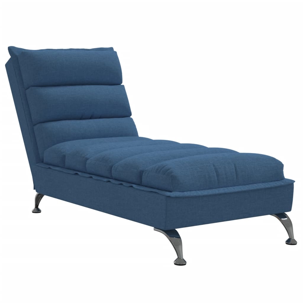 Chaise longue with cushions, blue, textile