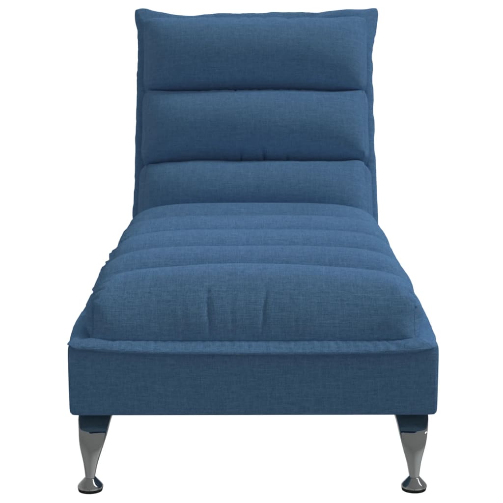 Chaise longue with cushions, blue, textile