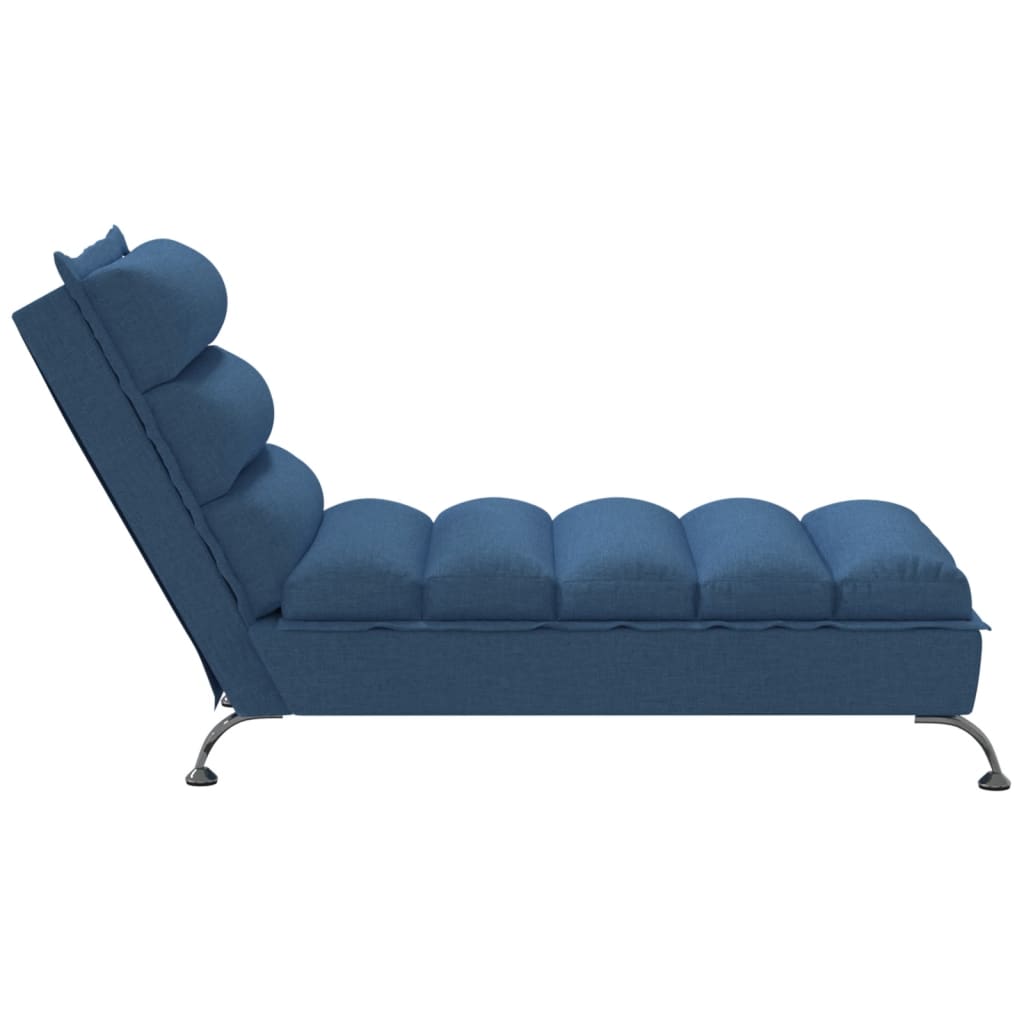 Chaise longue with cushions, blue, textile