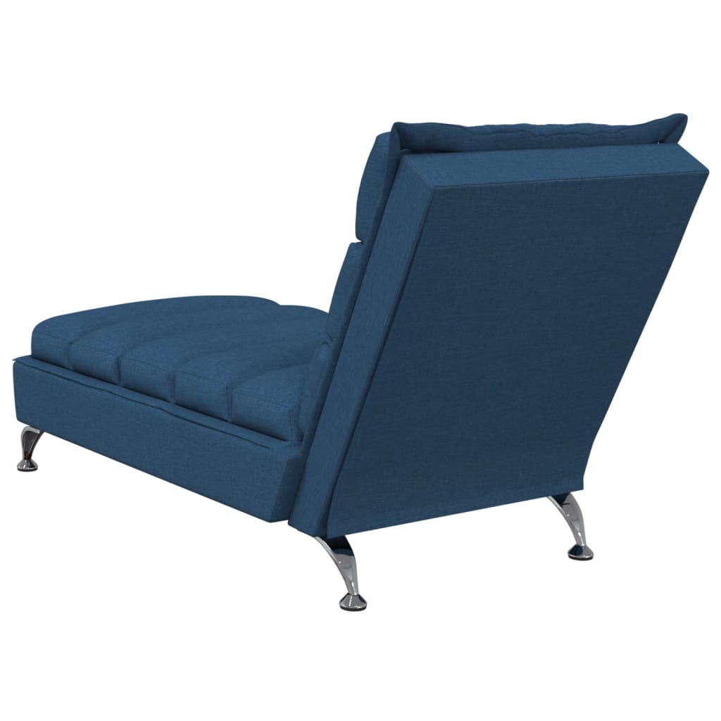 Chaise longue with cushions, blue, textile