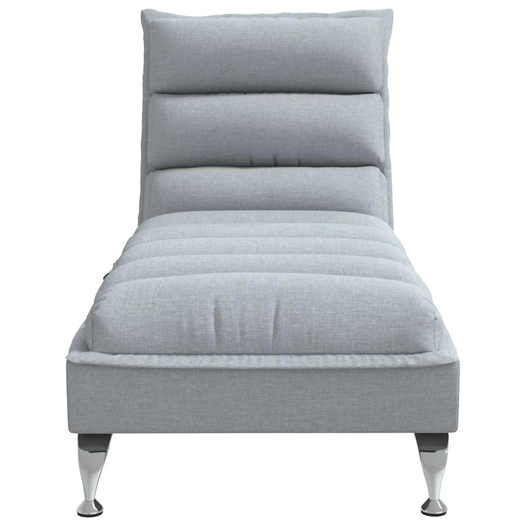 Massage lounger with cushions, light grey, textile