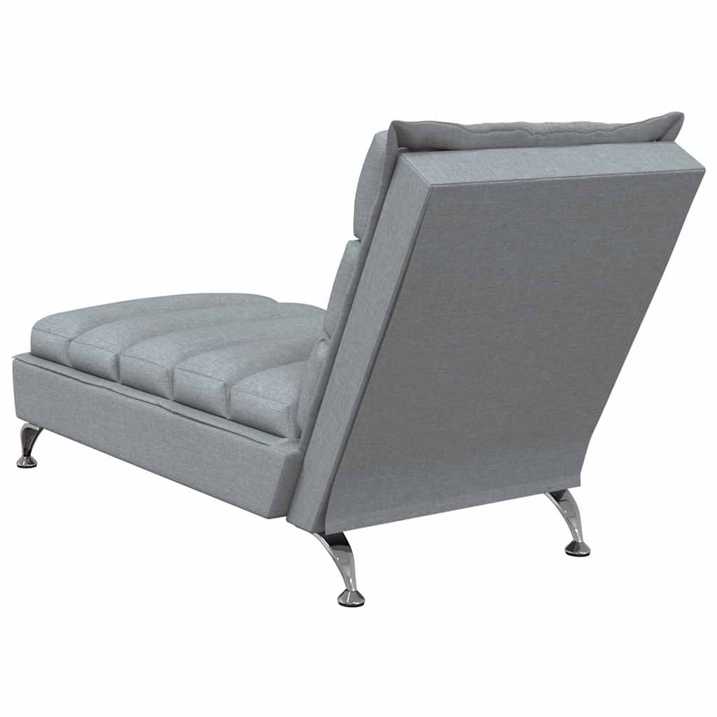 Massage lounger with cushions, light grey, textile