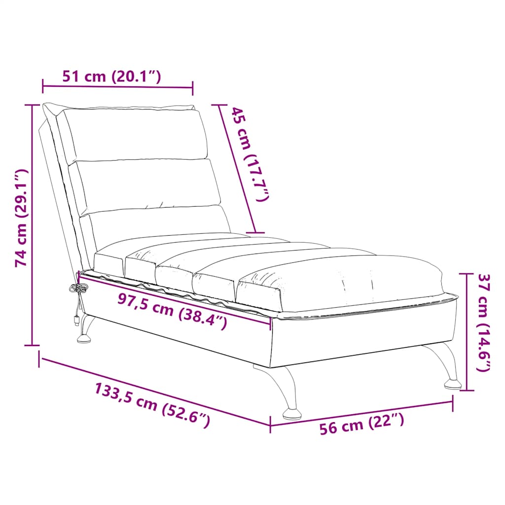 Massage lounger with cushions, light grey, textile