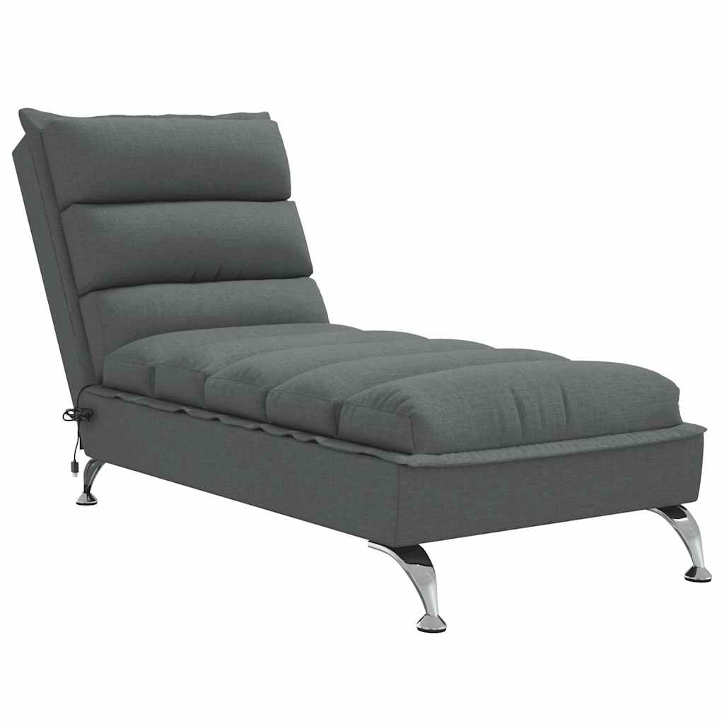 Massage lounger with cushions, dark grey, textile