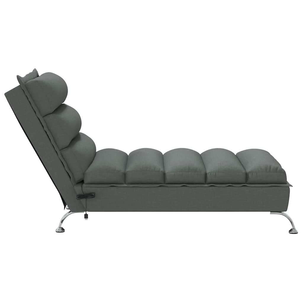 Massage lounger with cushions, dark grey, textile