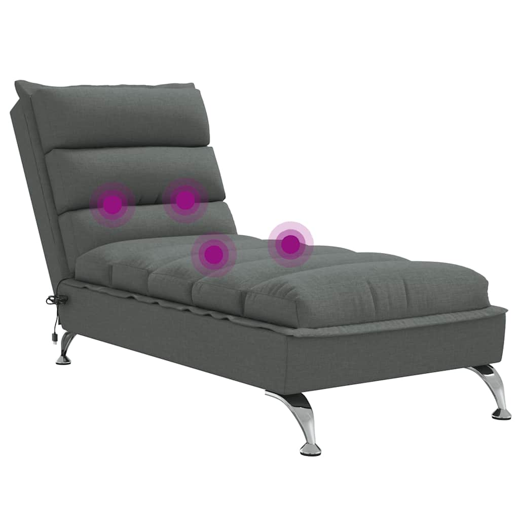 Massage lounger with cushions, dark grey, textile