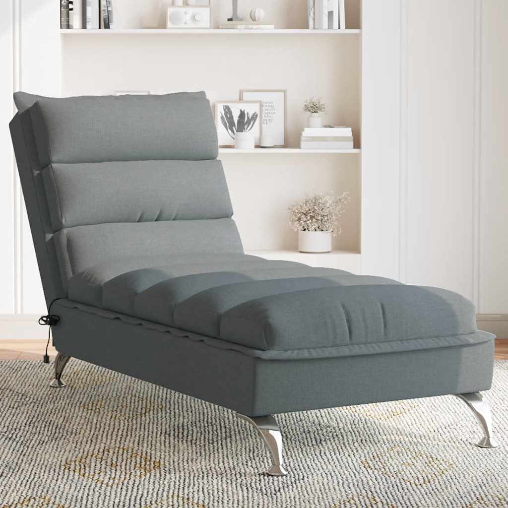 Massage lounger with cushions, dark grey, textile