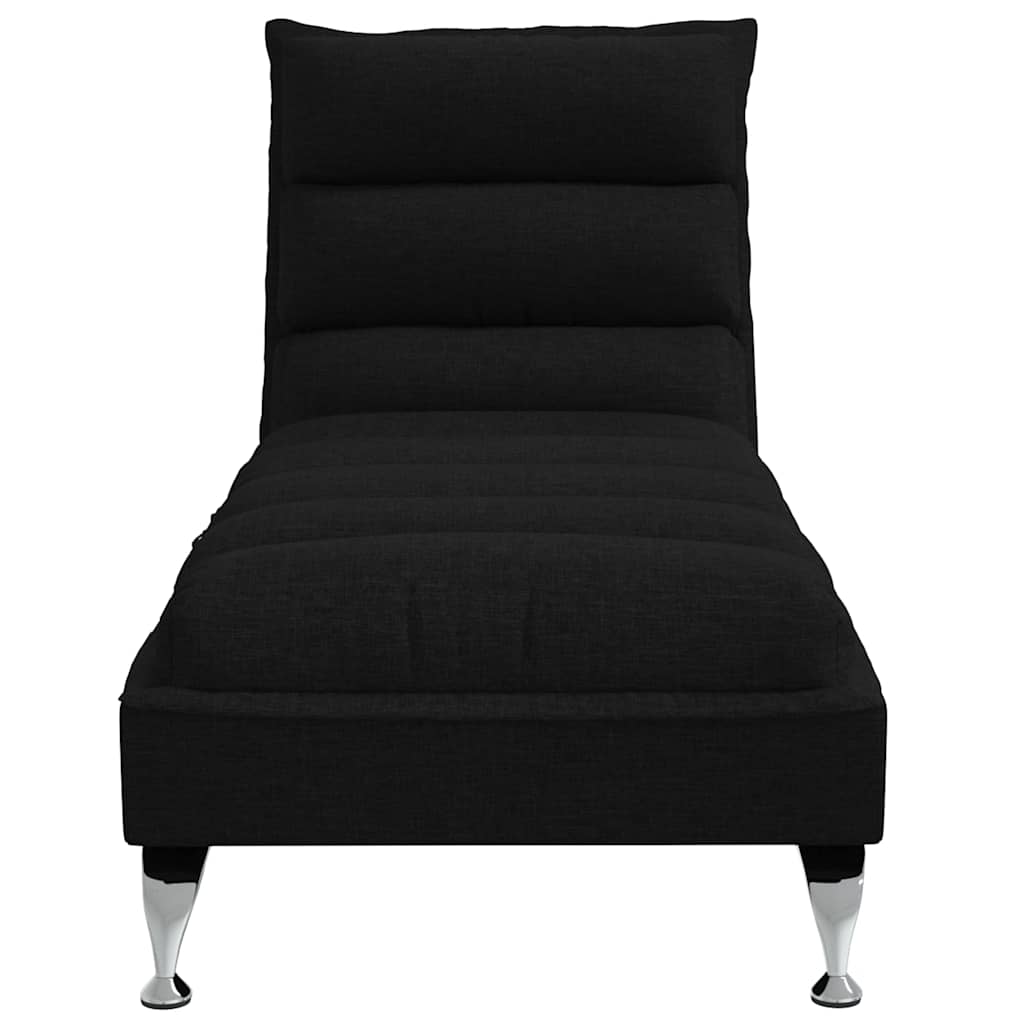 Massage lounger with cushions, black, textile