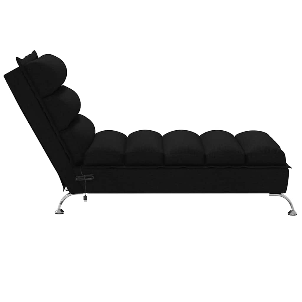 Massage lounger with cushions, black, textile