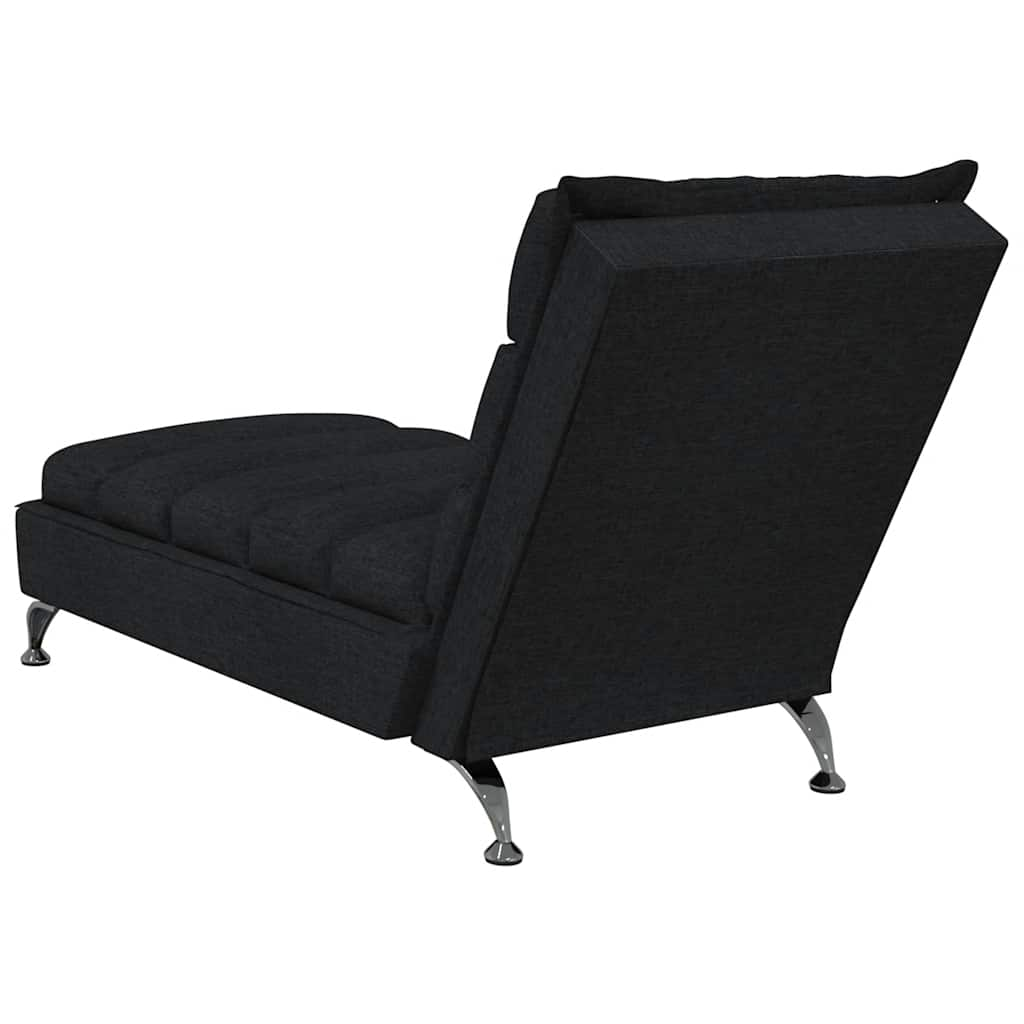 Massage lounger with cushions, black, textile