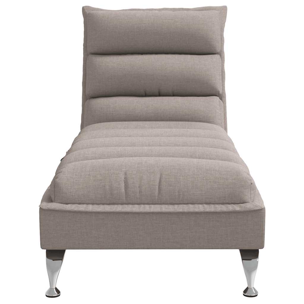 Massage lounger with cushions, taupe grey, textile